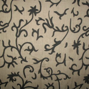 Crewel Fabric Anduld Black on White Cotton Duck