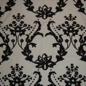 Crewel Fabric Bloom Black on White Cotton Duck