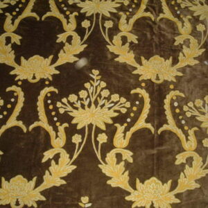 Crewel Fabric Bloom Brown Cotton Velvet