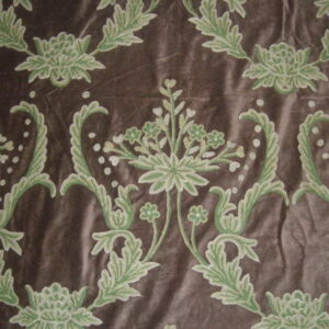 Crewel Fabric Bloom Garden Green Cotton Velvet