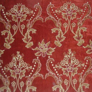 Crewel Fabric Bloom Passion Red Cotton Velvet