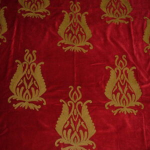 Crewel Fabric Blooms Passion Red Cotton Velvet