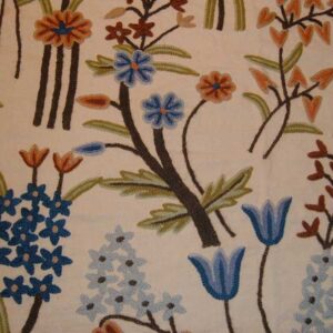 Crewel Fabric Tulip Garden Butter Cream Cotton Duck
