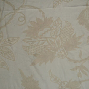 Crewel Fabric Flora White on White Cotton Duck