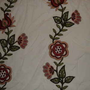 Crewel Fabric Floral Vine Creeper Off White Cotton Duck