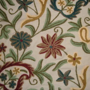 Crewel Fabric Floral Vine Paisley Natural Shock Cotton Duck