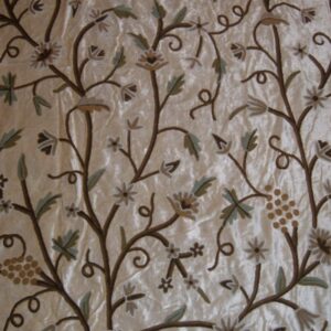 Crewel Fabric Grapes Lilac White Cotton Viscose Velvet