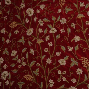 Crewel Fabric Grapes Apricot Red Cotton Viscose Velvet