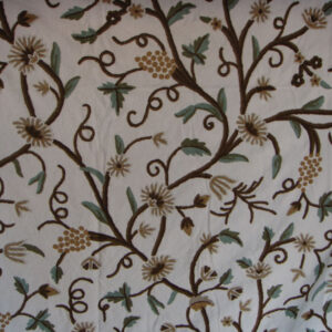 Crewel Fabric Grapes Off White Cotton Dasoot