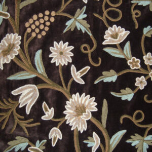 Crewel Fabric Grapes Turkish Coffee Cotton Velvet
