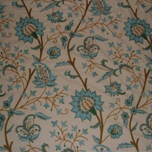 Crewel Fabric Hibiscus Natural Shock Cotton Duck