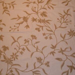 Crewel Fabric Jasmine Vine Off White Cotton