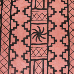 Crewel Fabric Juggernaut Black on Bright Coral Linen