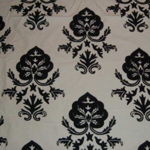 Crewel Fabric Konark Black on white Cotton