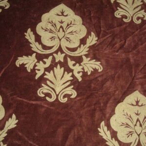 Crewel Fabric Konark Deep Burgundy Cotton Velvet