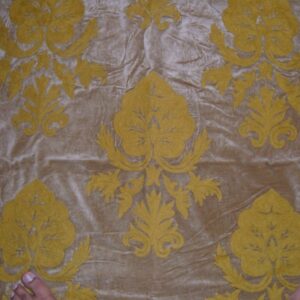 Crewel Fabric Konark Gold on Tan Brown Cotton Velvet