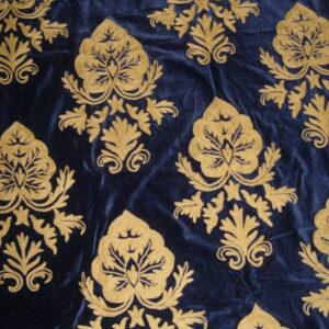 Crewel Fabric Konark Tan on Black Nocturn Cotton Velvet