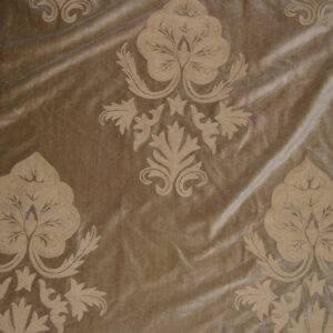 Crewel Fabric Konark Tan on Tan Brown Cotton Velvet