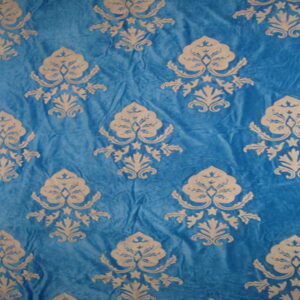 Crewel Fabric Konark White on Royal Blue Cotton Velvet