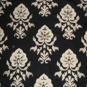 Crewel Fabric Konark White on Black Grapes Cotton