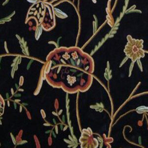 Crewel Fabric Lotus Black Nocturn Cotton Velvet