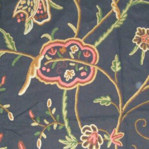 Crewel Fabric Lotus Black Grapes Cotton