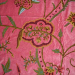 Crewel Fabric Lotus Classic Candy Pink Cotton Velvet