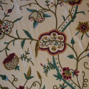 Crewel Fabric Lotus Classic Milky Cream Cotton Velvet