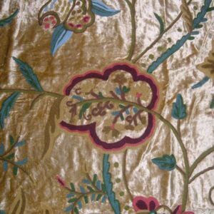 Crewel Fabric Lotus Classic Bright Gold Cotton Viscose Velvet