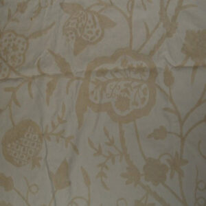 Crewel Fabric Lotus Classic White On White Cotton Dasoot
