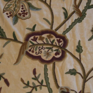 Crewel Fabric Lotus Yellow Gold Cotton Velvet