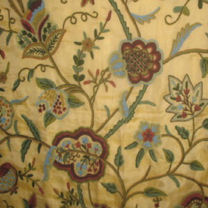 Crewel Fabric Lotus Gold Silk Organza