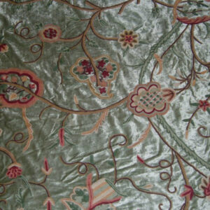 Crewel Fabric Lotus Modern Pistachio Cotton Viscose Velvet