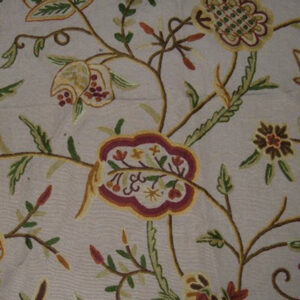 Crewel Fabric Lotus Natural Brown Jute