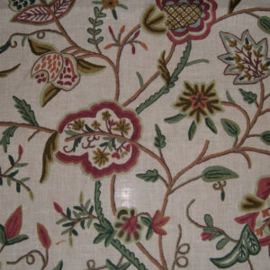 Crewel Fabric Lotus Natural White Jute
