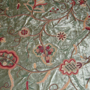 Crewel Fabric Lotus Pistachio Cotton Viscose Velvet