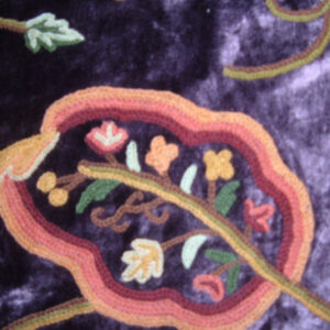 Crewel Fabric Lotus Modern Silver Purple Cotton Viscose Velvet