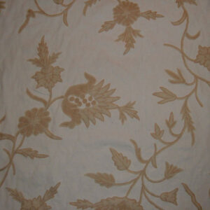 Crewel Fabric Marigold Vine Off White Cotton Duck