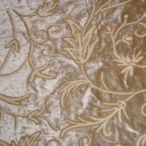 Crewel Fabric Orpheus Bright Tan Brown Cotton Viscose Velvet