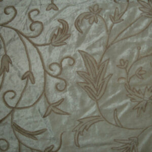 Crewel Fabric Orpheus Bright Cream Cotton Viscose Velvet