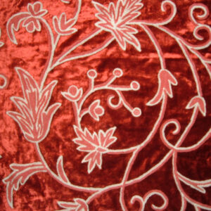 Crewel Fabric Orpheus Deep Red Cotton Viscose Velvet
