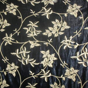 Crewel Fabric Orpheus Mint Black Cotton Viscose Velvet