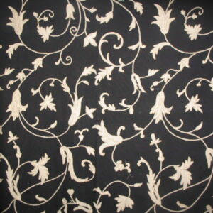 Crewel Fabric Orpheus Neutrals on Black Cotton