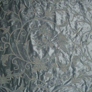 Crewel Fabric Orpheus Silver Blue Cotton Viscose Velvet