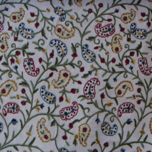 Crewel Fabric Paisley Bunch Natural Cotton Dasoot