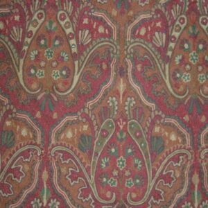 Crewel Fabric Paisley Tapestry Red Cotton Duck