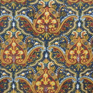 Crewel Fabric Paisley Tapestry Terra Blue Cotton Duck