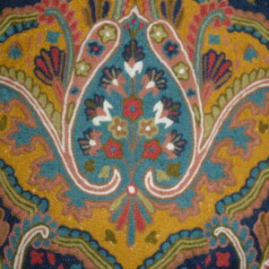 Crewel Fabric Paisley Tapestry Yellow Cotton Duck