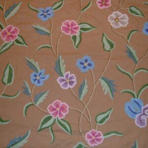 Crewel Fabric Pansies Cafe Cotton Duck