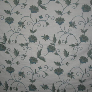 Crewel Fabric Peacs Off White Cotton